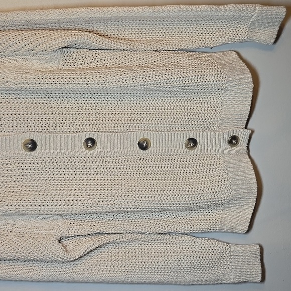 Garnet Hill Isle Linen Cotton Relax Fit Knit Collared Button Front Cardigan NWOT - Picture 6 of 14